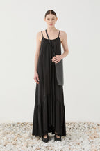 Vestido maxi de alças com babados ELEH