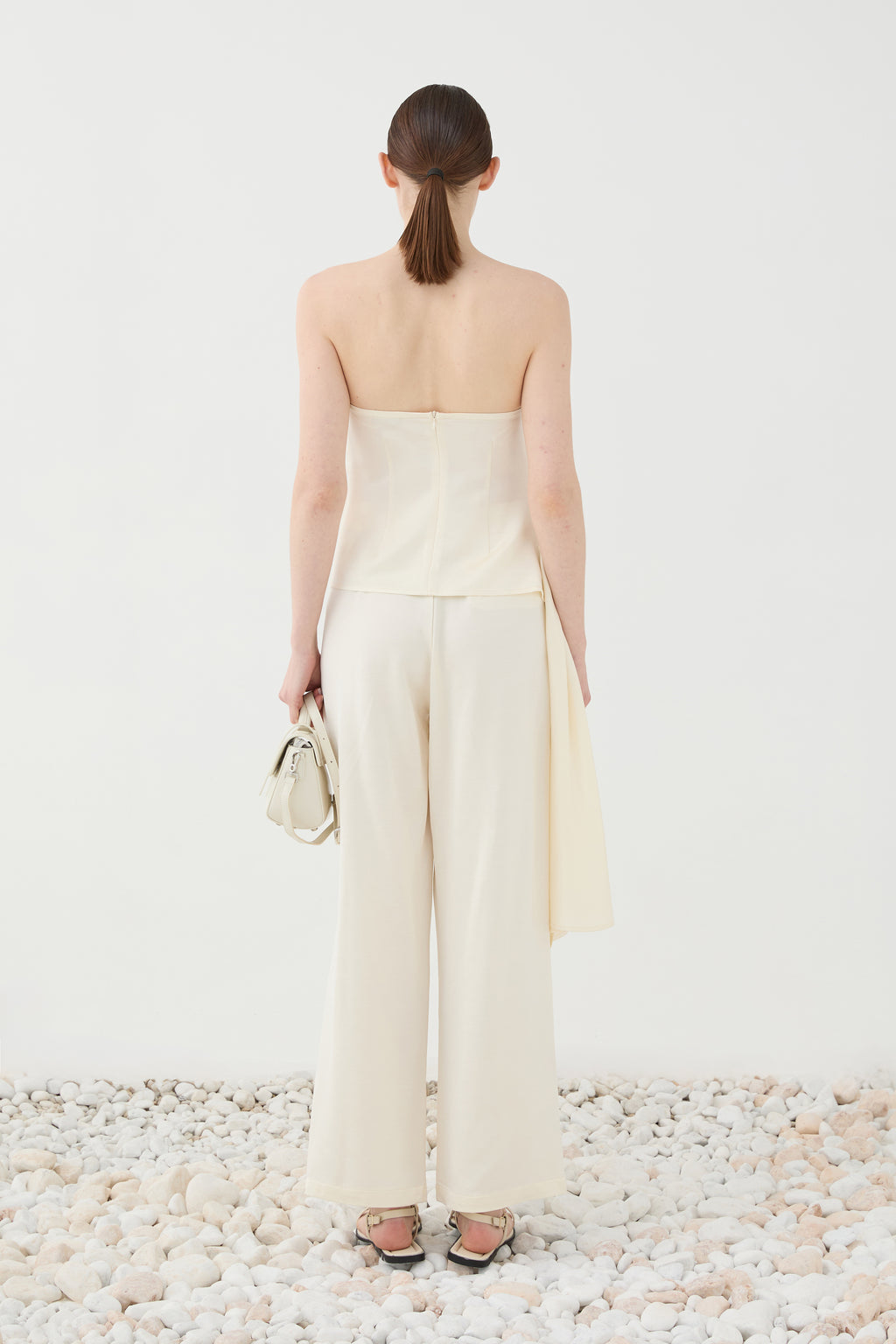 Calça Perna Larga Branco Creme ELEH
