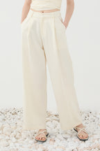 Calça Perna Larga Branco Creme ELEH