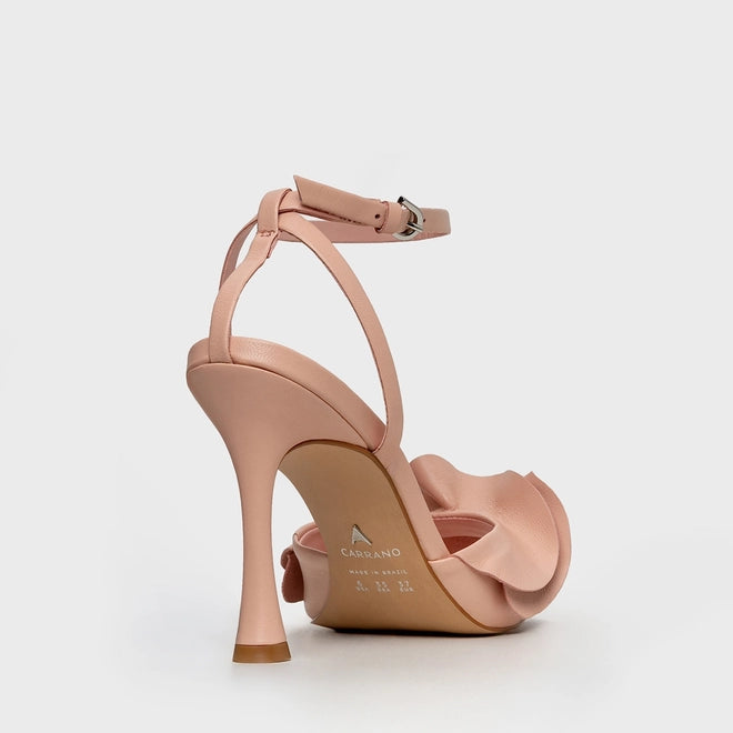 Sandália salto fino com babados CARRANO