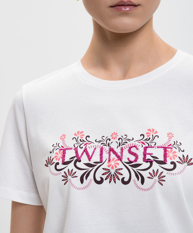 T-shirt com logo floral TWINSET