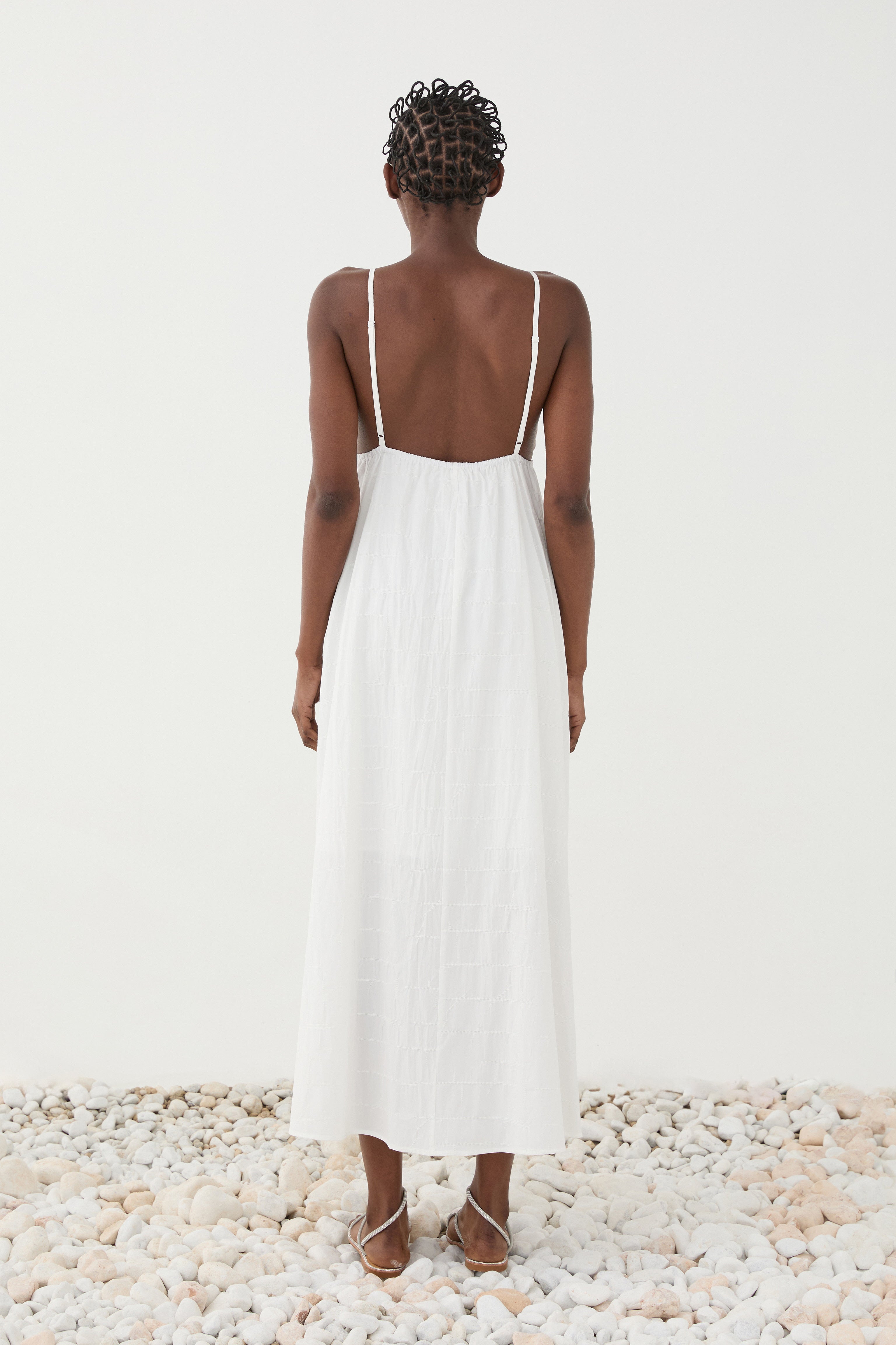 Vestido maxi decote em V ELEH