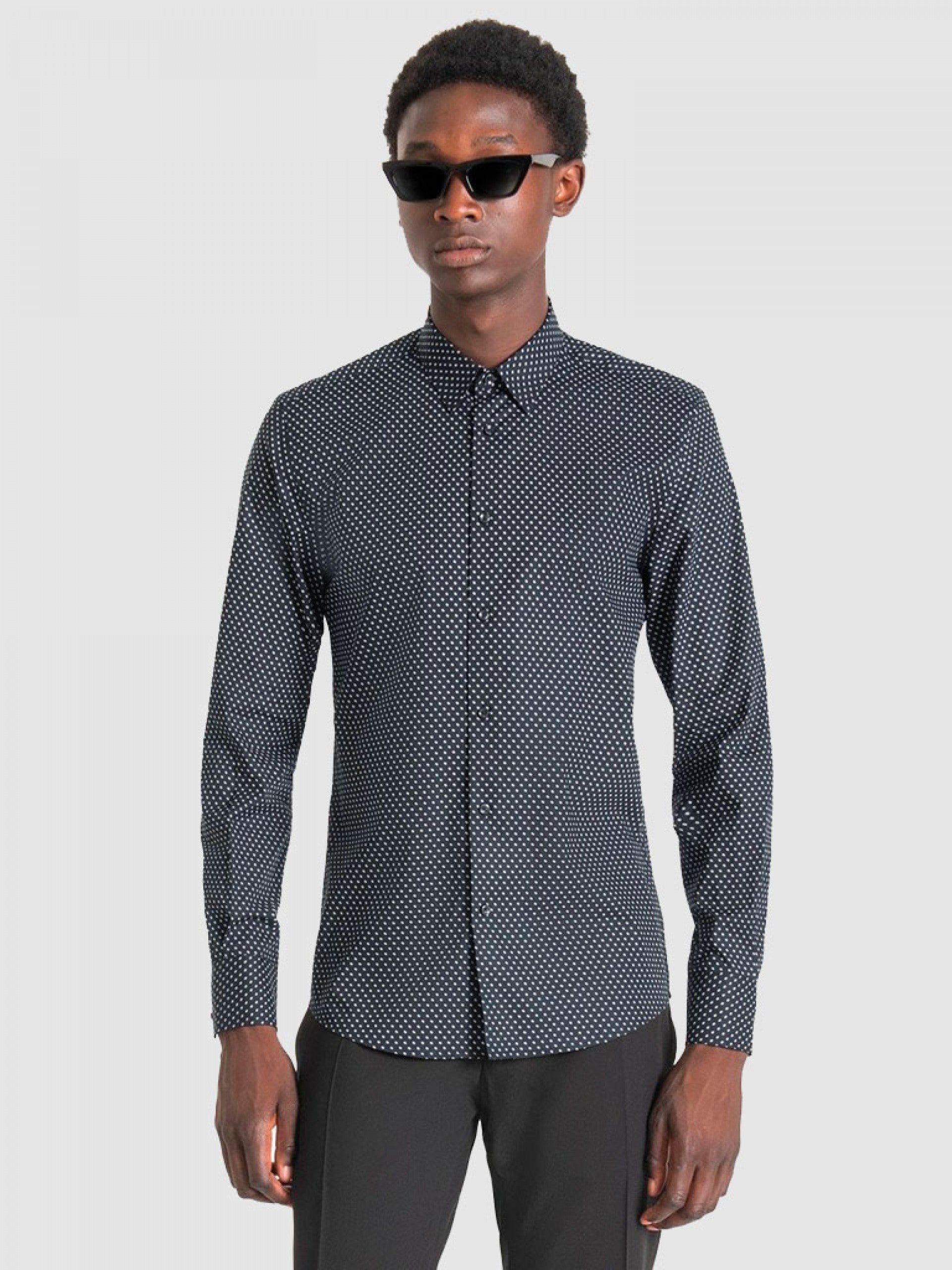 Camisa slim fit com microestampa Antony Morato