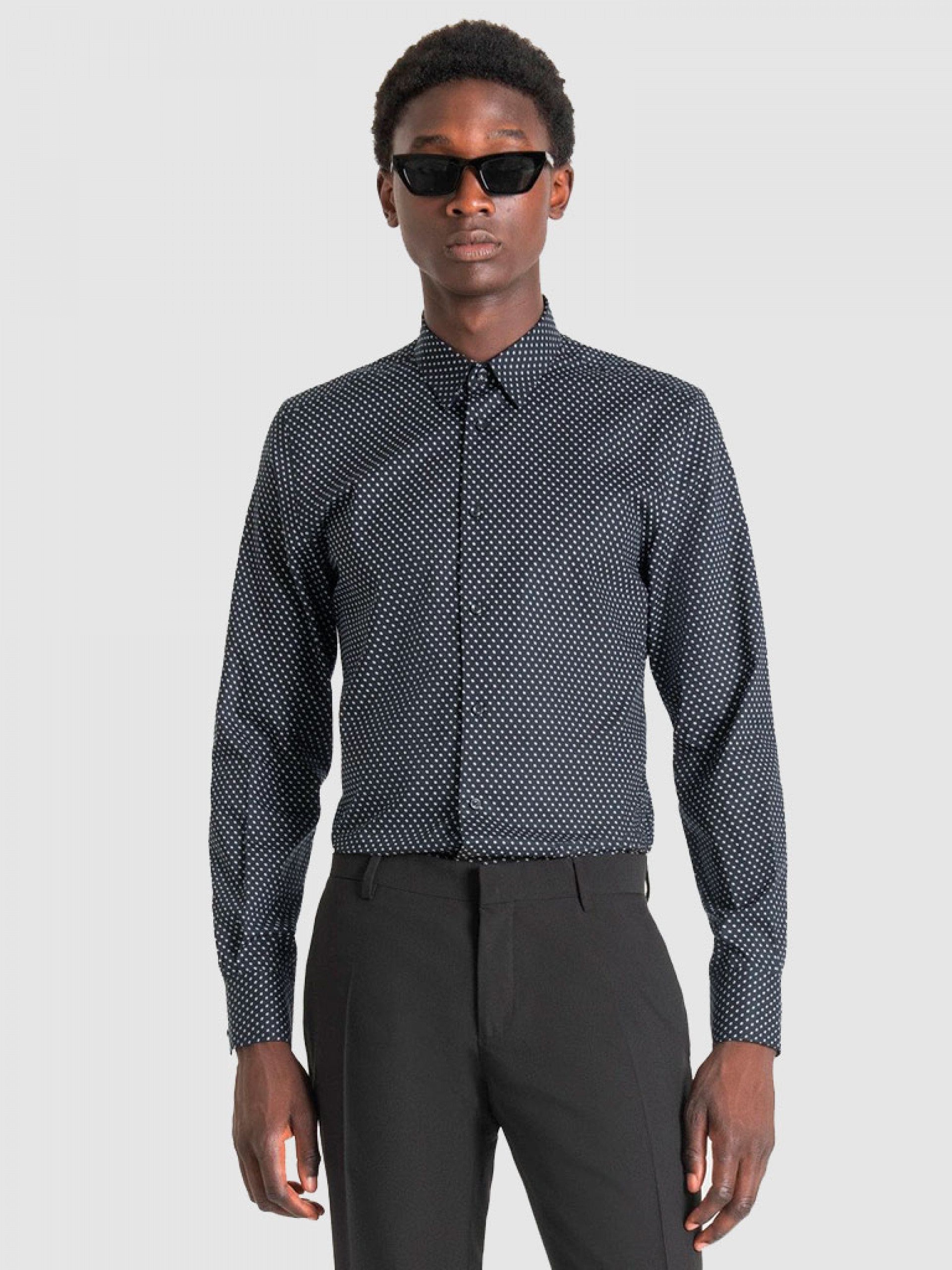 Camisa slim fit com microestampa Antony Morato