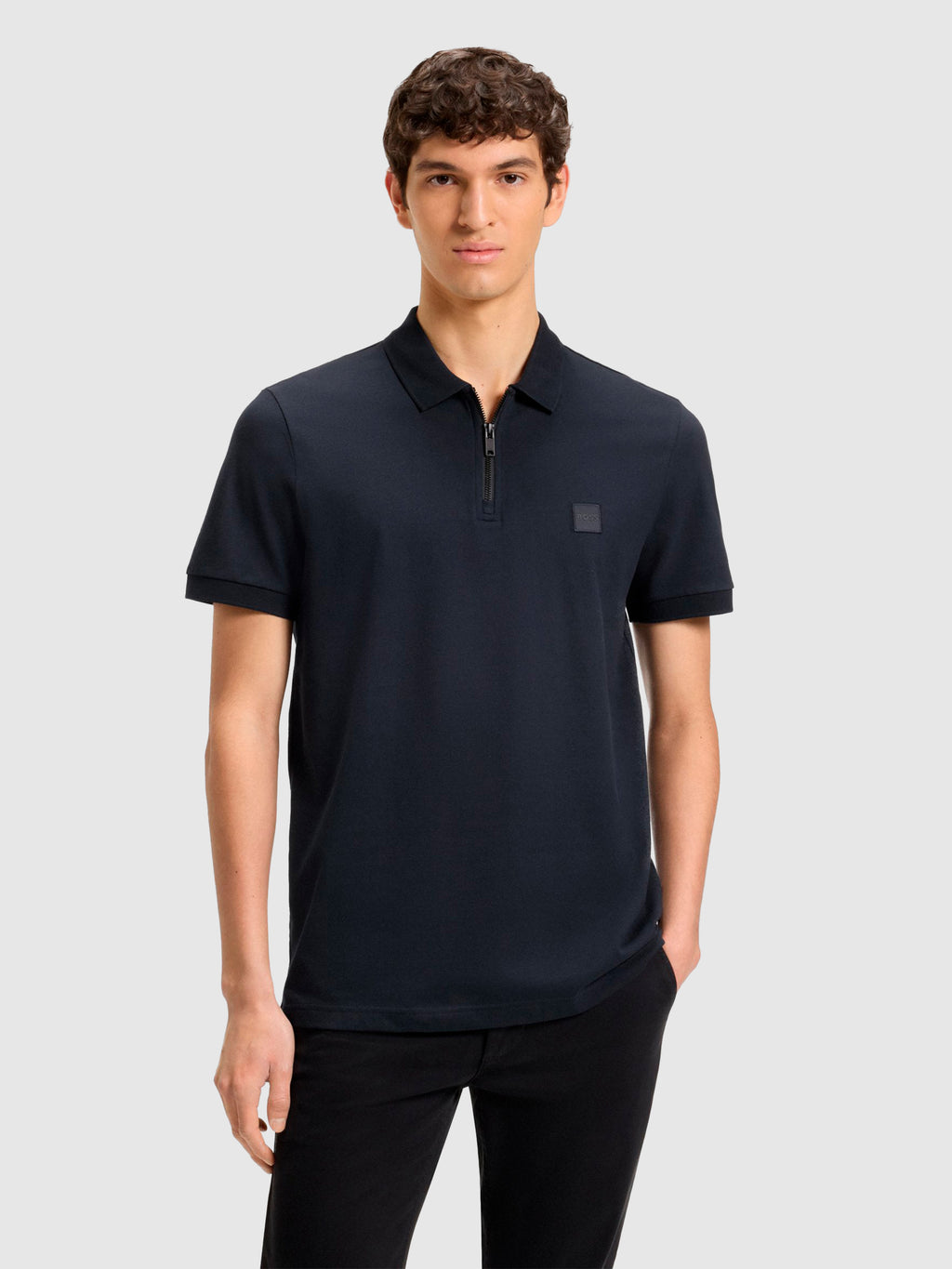 Polo em algodão elástico com fecho BOSS