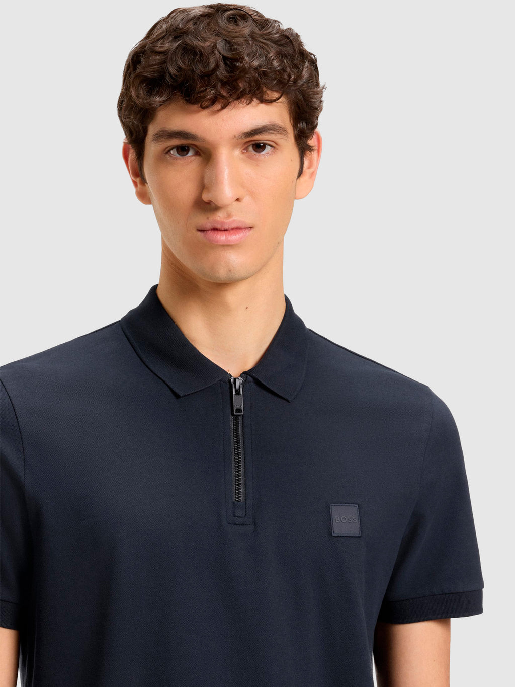 Polo em algodão elástico com fecho BOSS