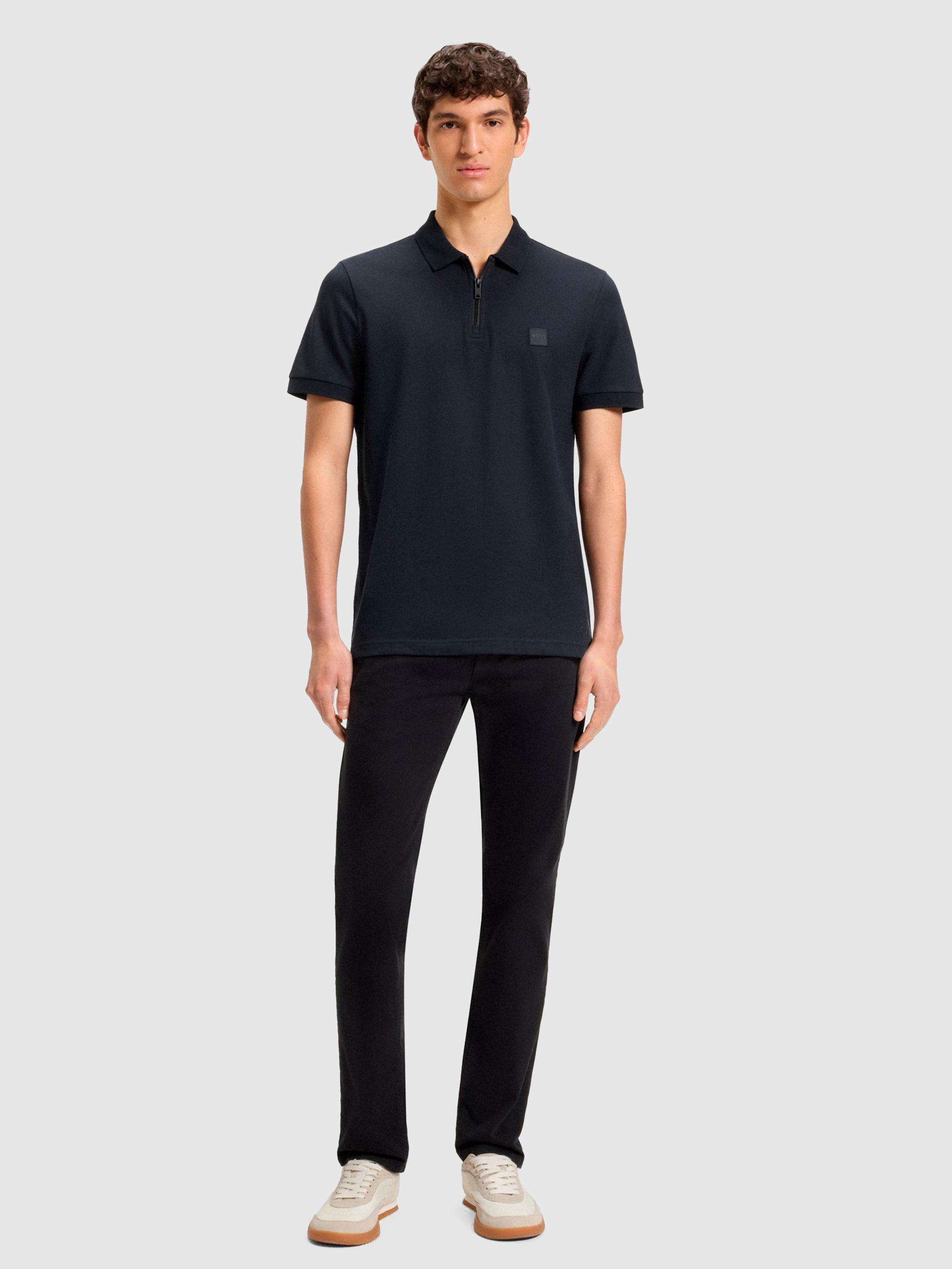 Polo em algodão elástico com fecho BOSS