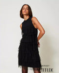 Vestido curto com babados de tule TWINSET ACTITUDE