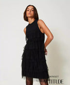 Vestido curto com babados de tule TWINSET ACTITUDE