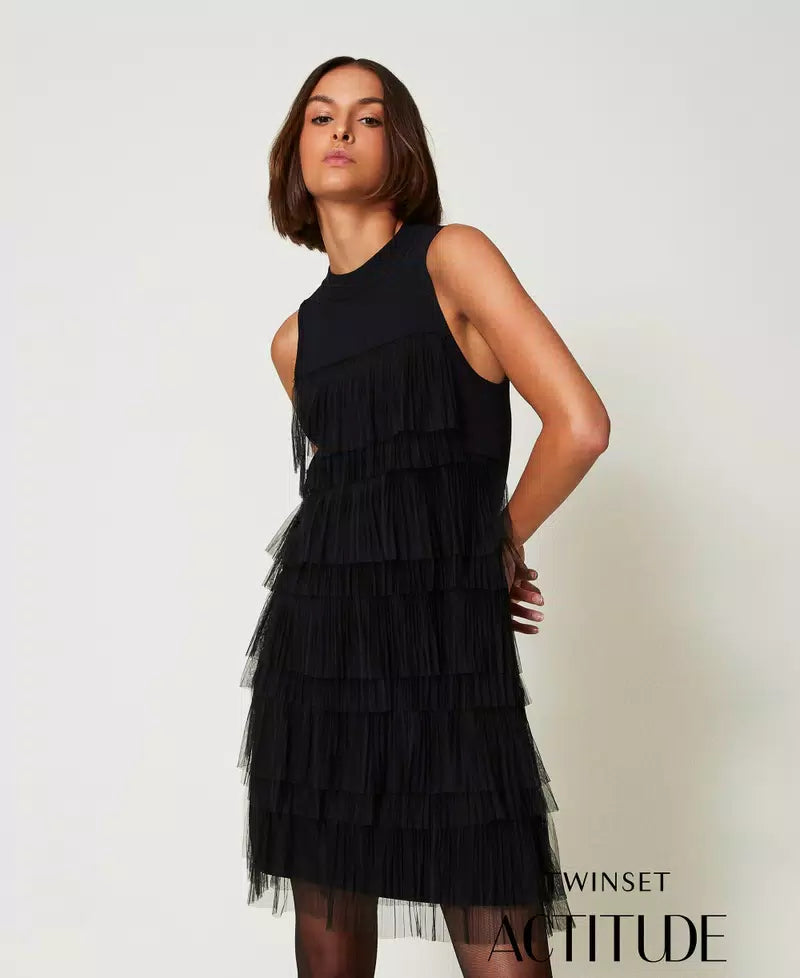 Vestido curto com babados de tule TWINSET ACTITUDE