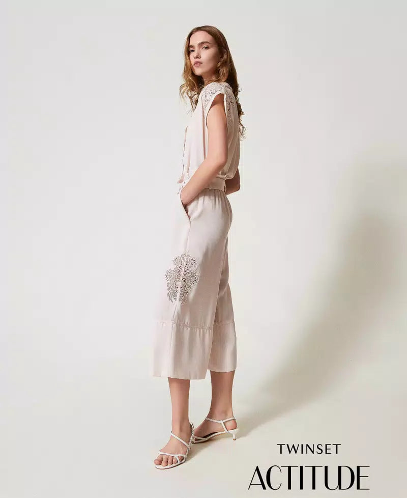 Culote de sarja com bordado TWINSET ACTITUDE