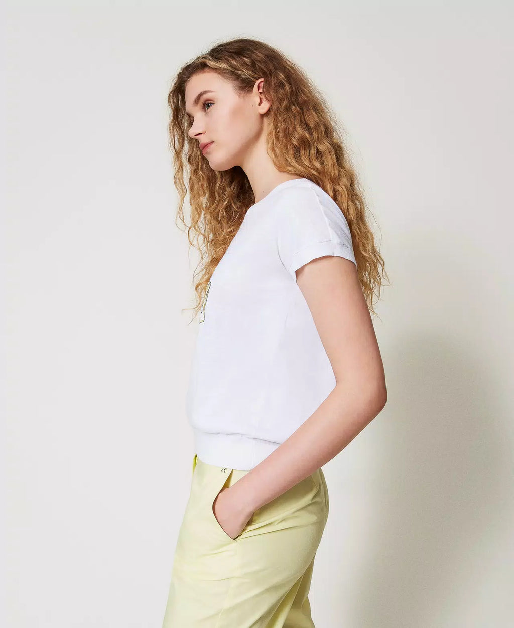 T-shirt de malha com bordado TWINSET ACTITUDE