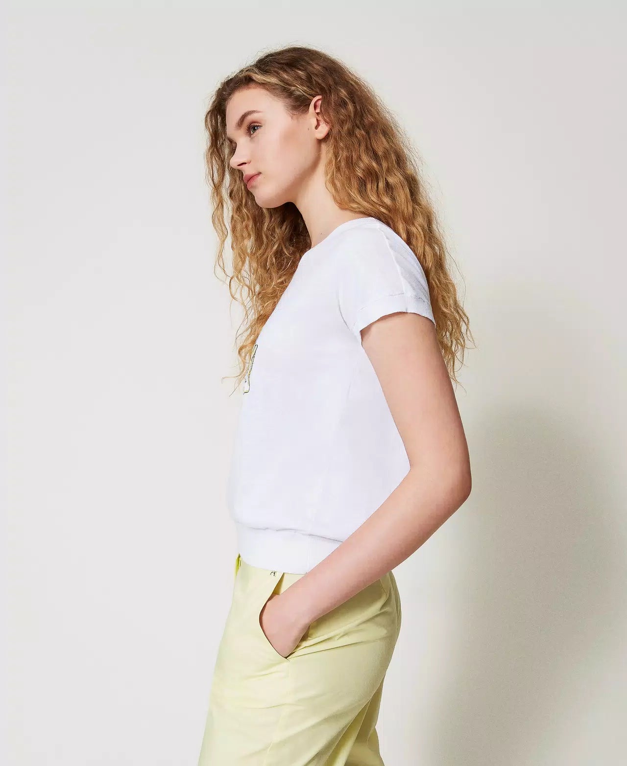 T-shirt de malha com bordado TWINSET ACTITUDE