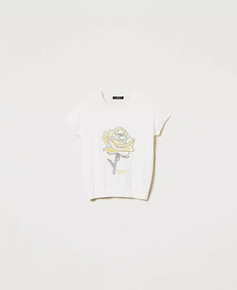 T-shirt de malha com bordado TWINSET ACTITUDE