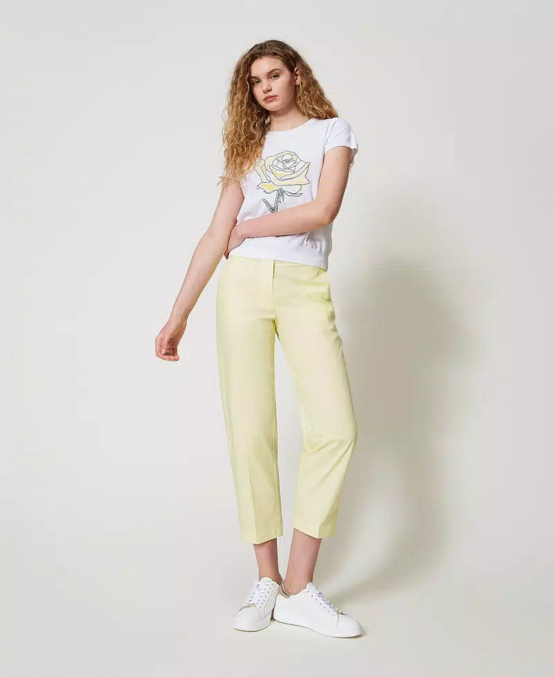 T-shirt de malha com bordado TWINSET ACTITUDE