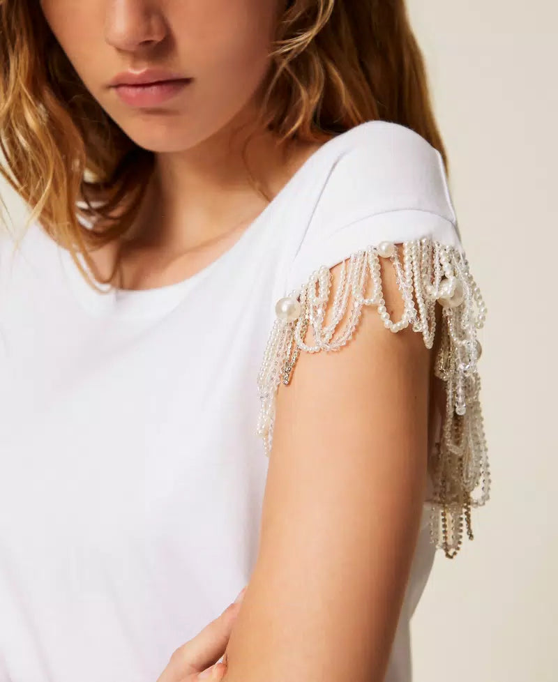 T-shirt com bordado à mão TWINSET ACTITUDE