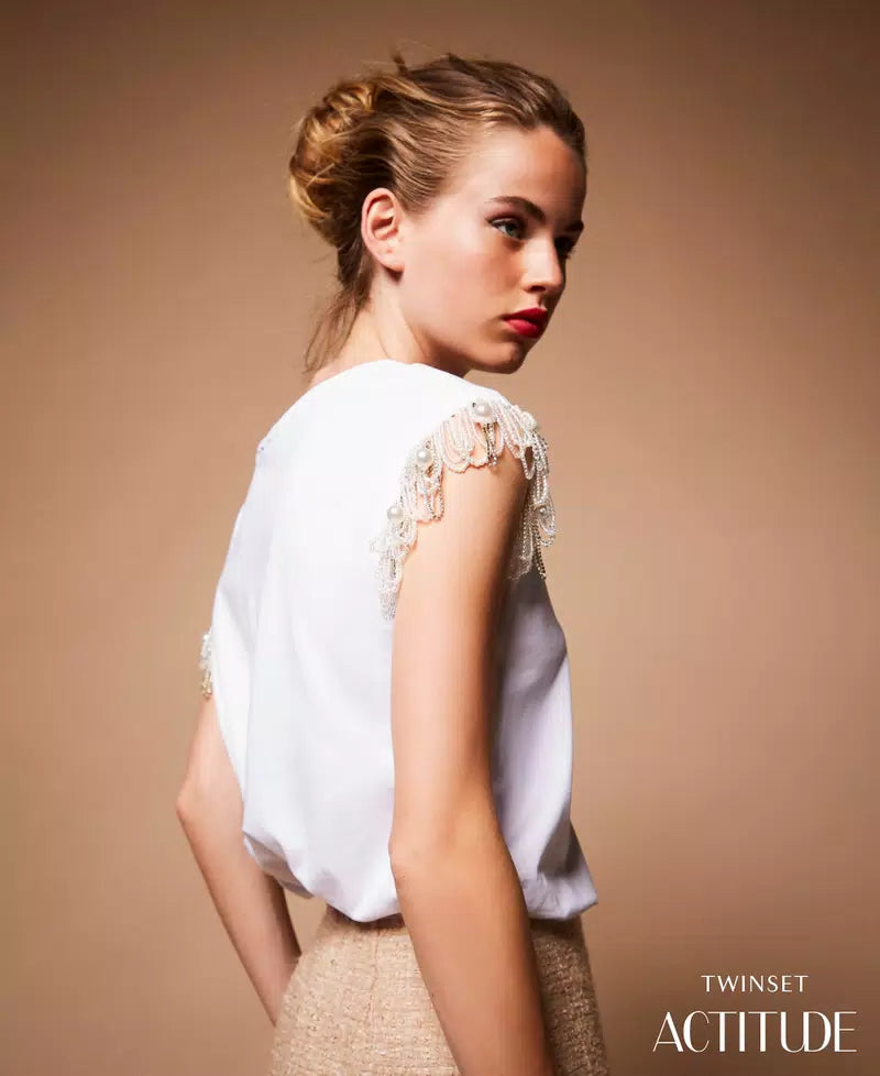 T-shirt com bordado à mão TWINSET ACTITUDE