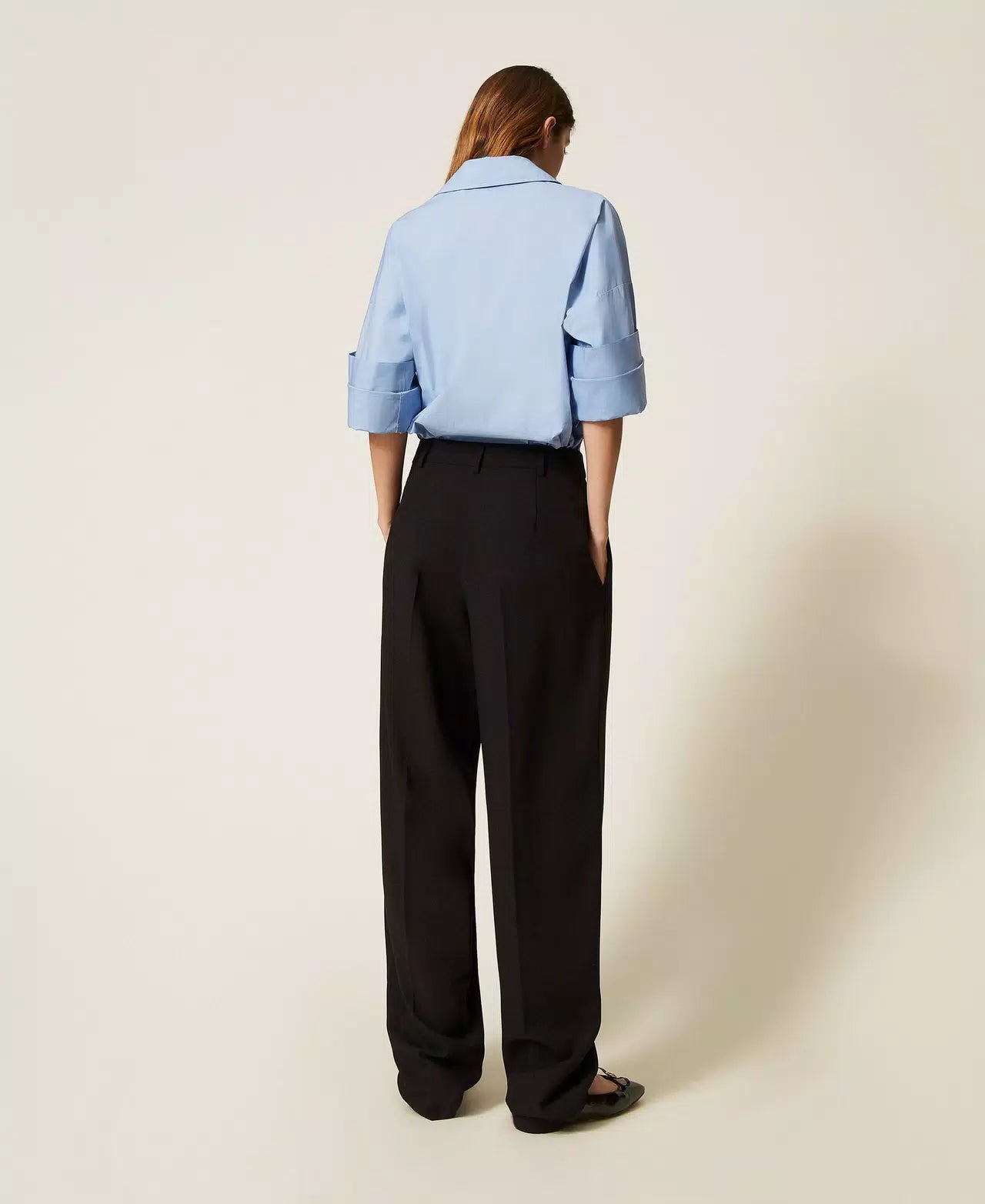 Calças com pregas assimétricas TWINSET ACTITUDE