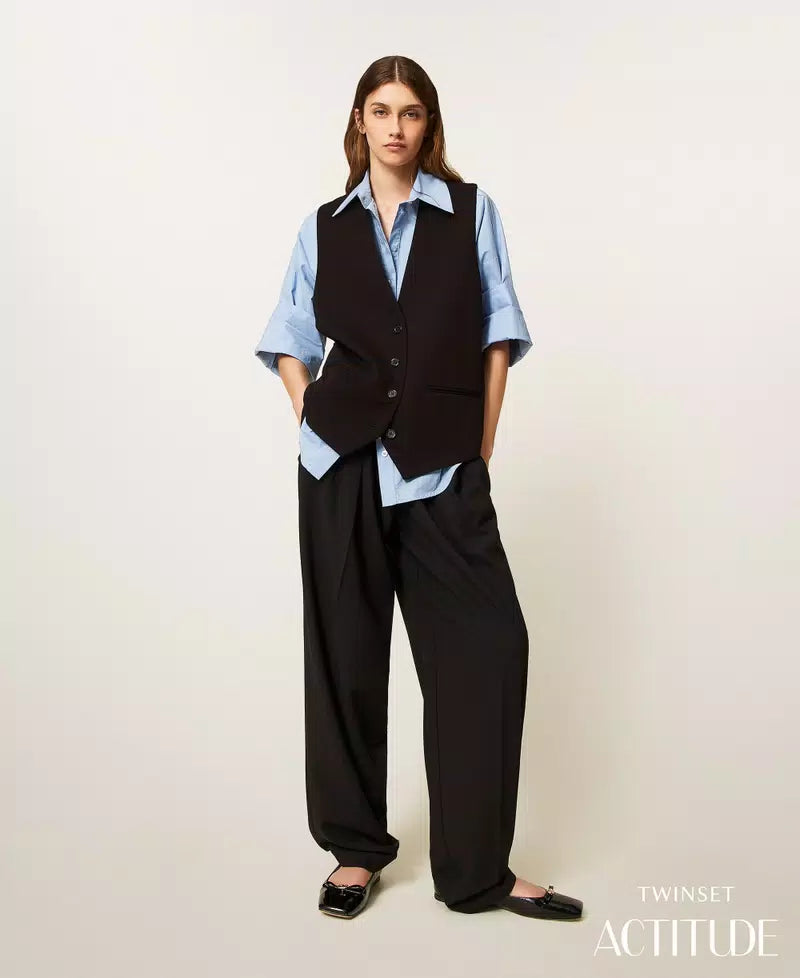 Calças com pregas assimétricas TWINSET ACTITUDE