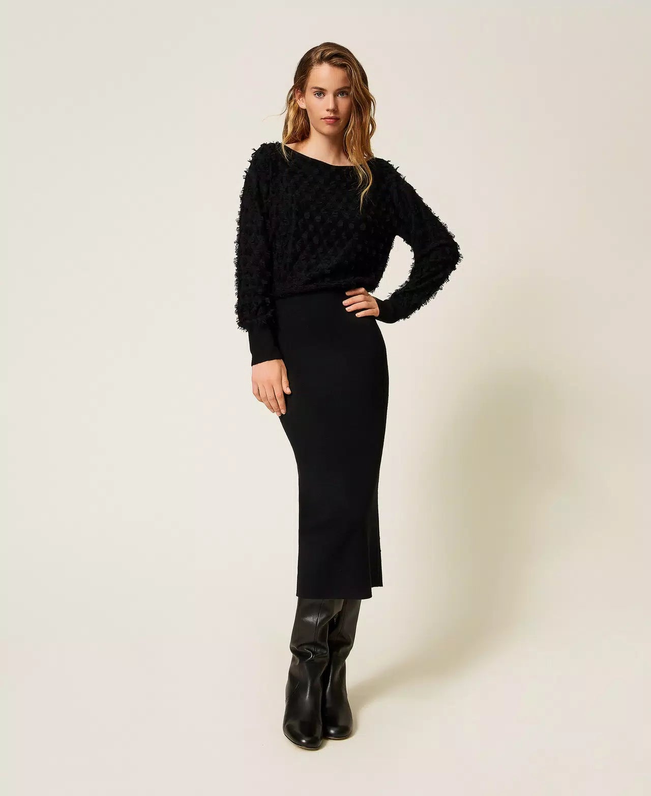 Vestido midi com franjas TWINSET ACTITUDE