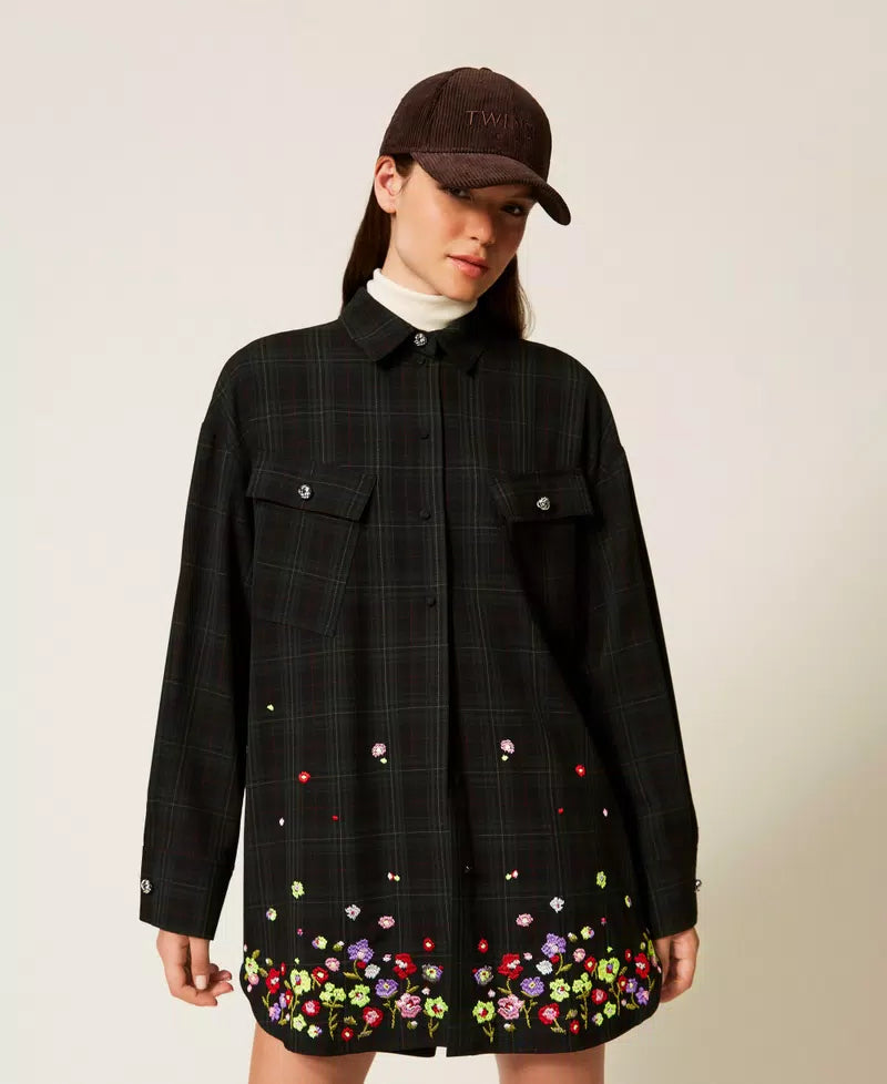 Camisa xadrez com bordado TWINSET ACTITUDE