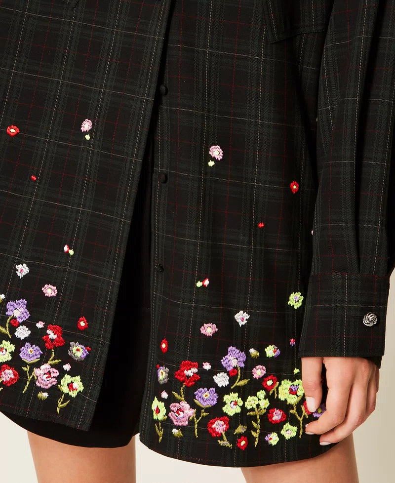 Camisa xadrez com bordado TWINSET ACTITUDE