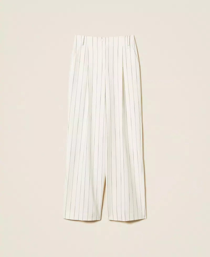 Calças fluidas listradas TWINSET