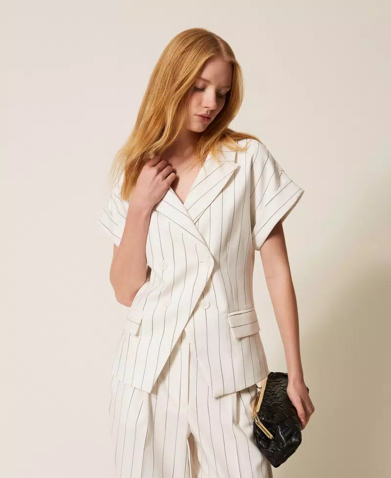 Blazer manga curta listrado TWINSET