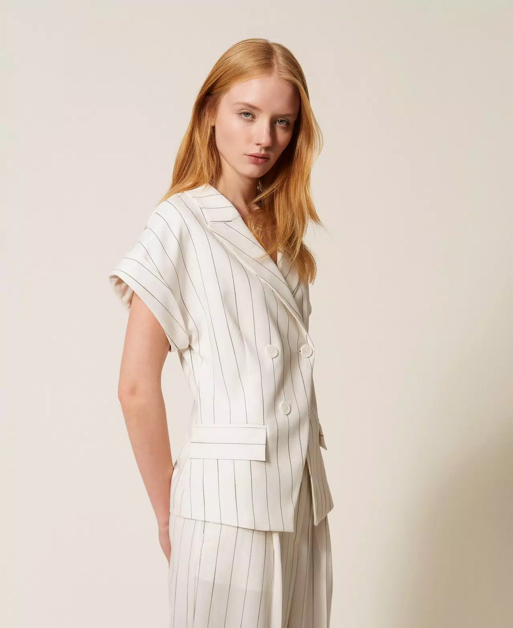 Blazer manga curta listrado TWINSET