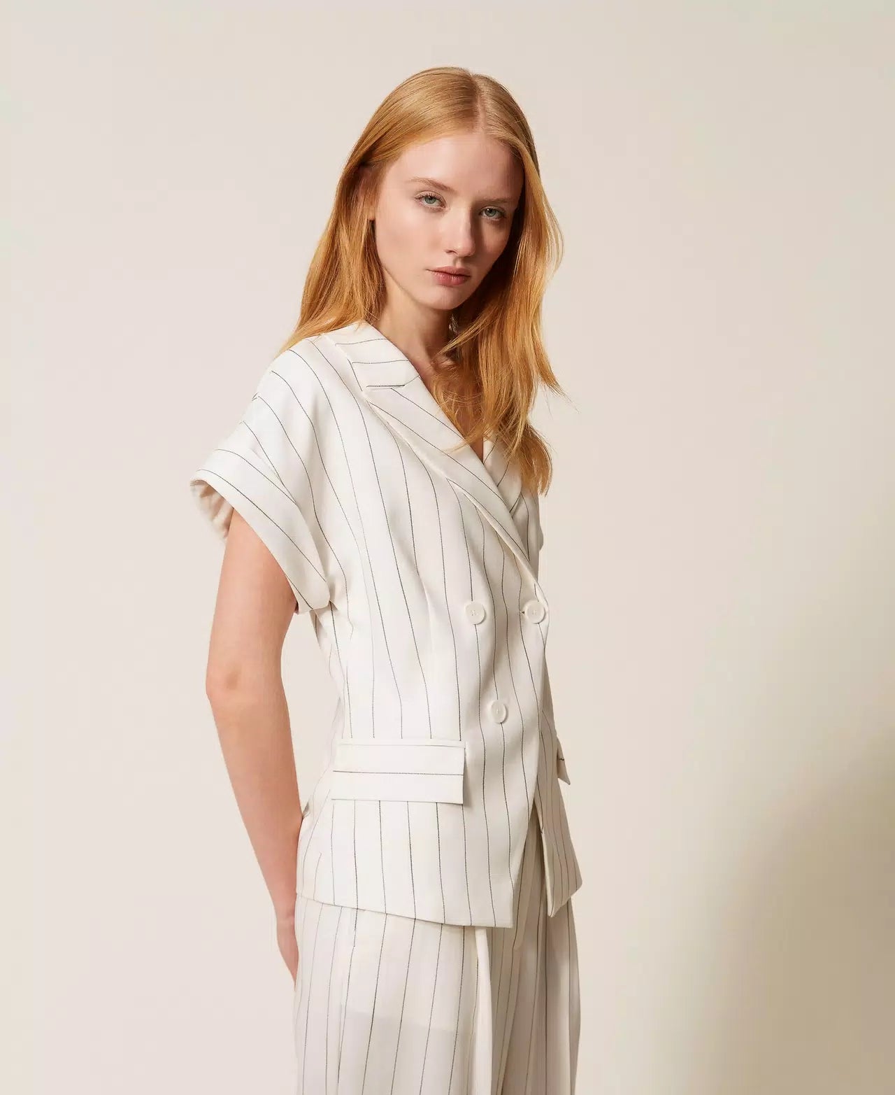 Blazer manga curta listrado TWINSET