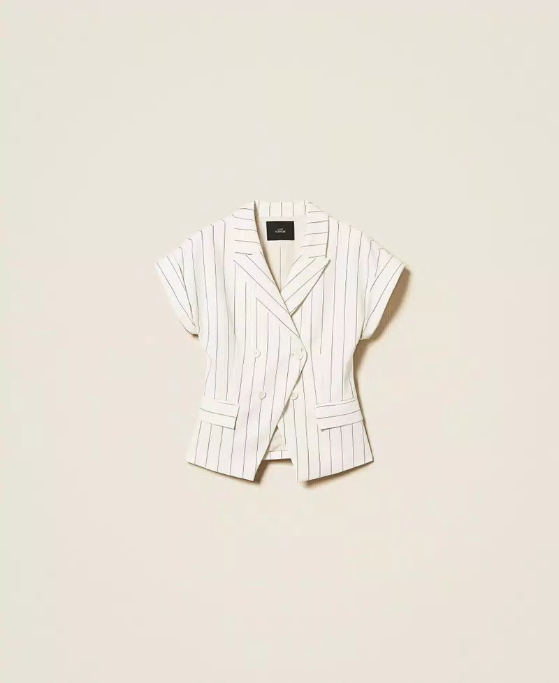 Blazer manga curta listrado TWINSET