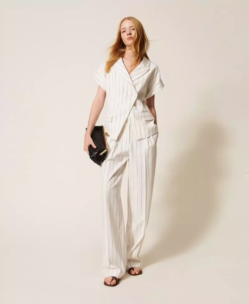 Calças fluidas listradas TWINSET