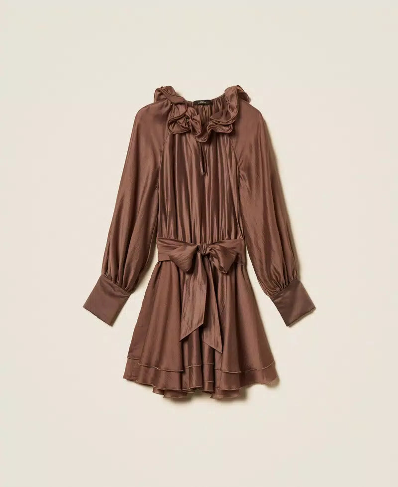 Vestido curto de voile com babados TWINSET