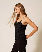 Top de tule com efeito floral TWINSET