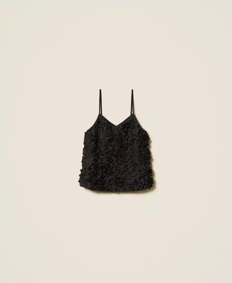 Top de tule com efeito floral TWINSET