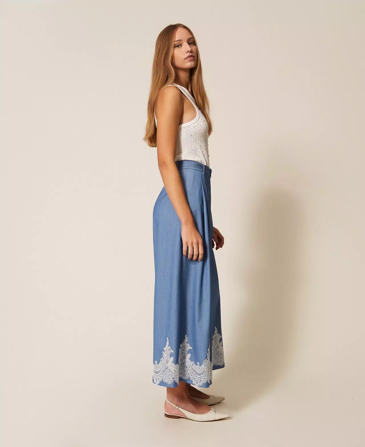 Calças palazzo com renda TWINSET