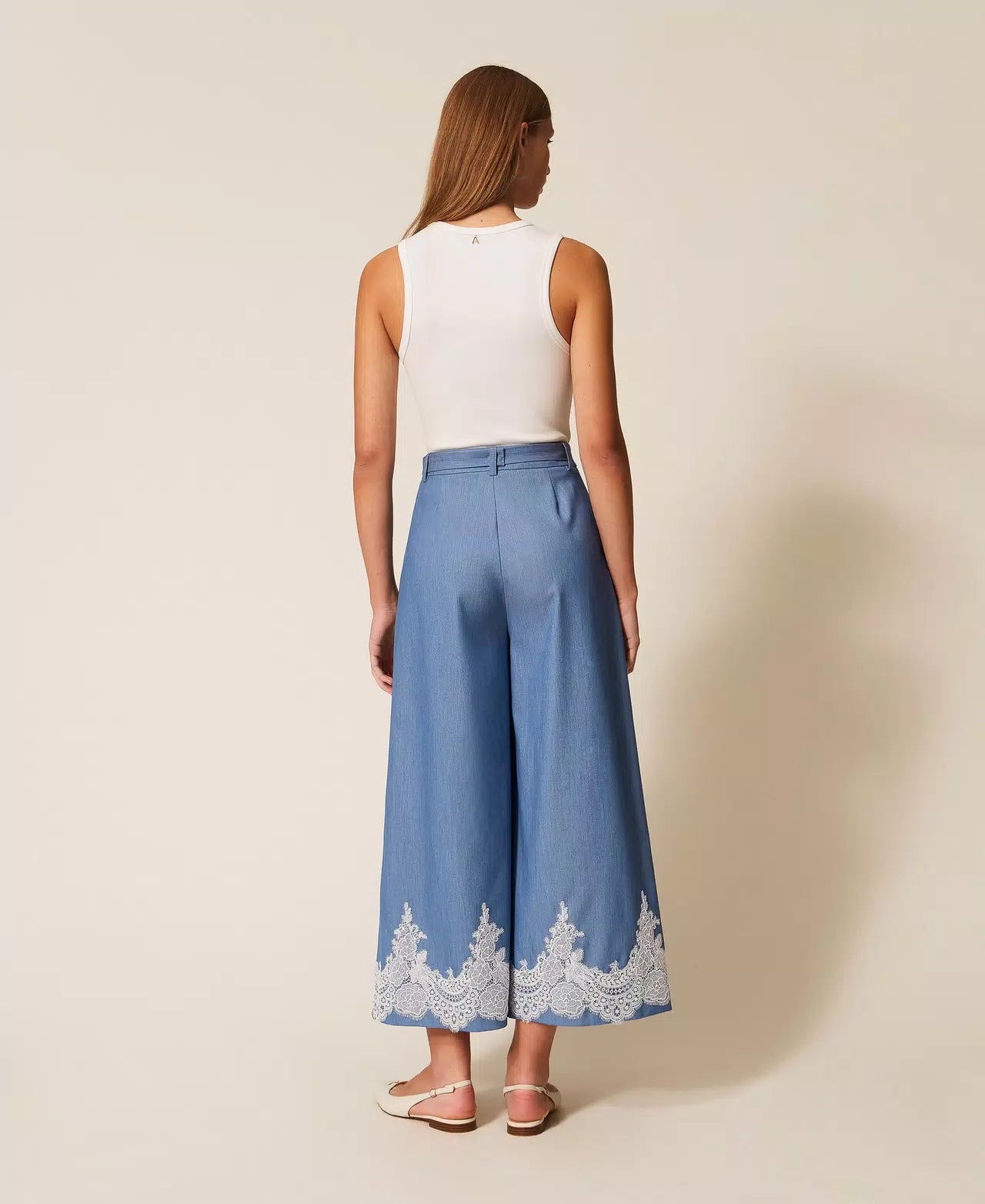 Calças palazzo com renda TWINSET