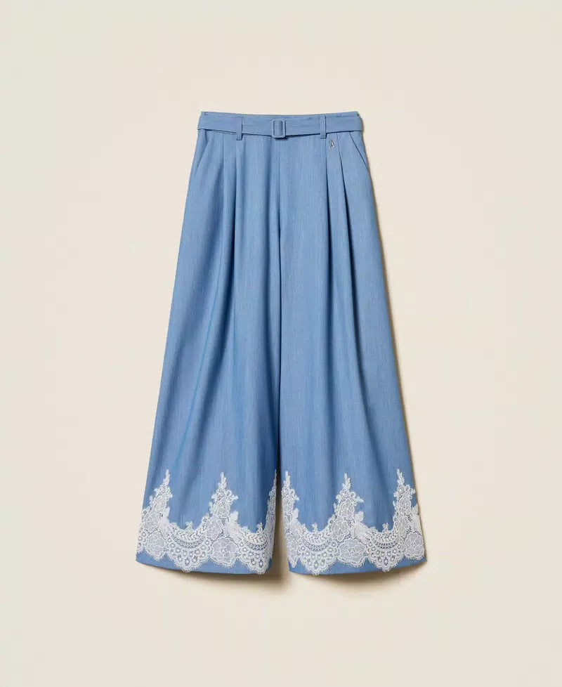 Calças palazzo com renda TWINSET