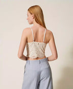 Top bustiê cropped de renda TWINSET
