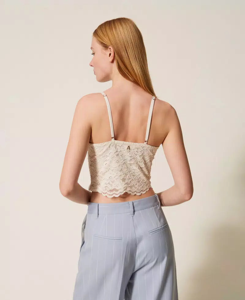 Top bustiê cropped de renda TWINSET