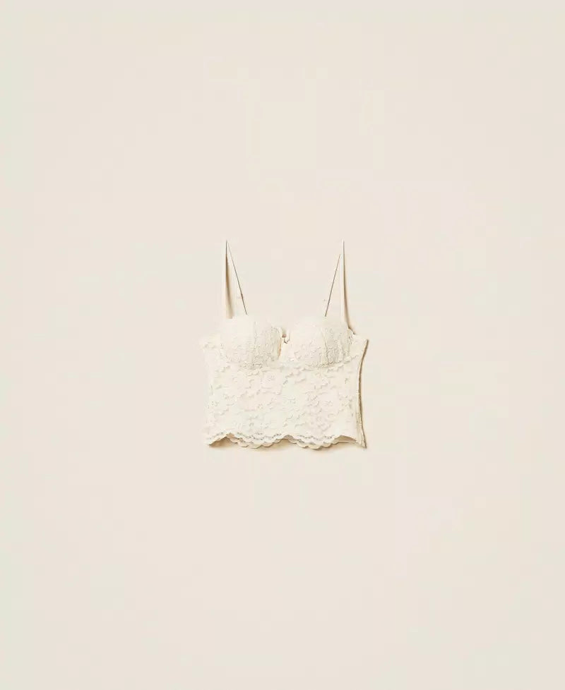 Top bustiê cropped de renda TWINSET