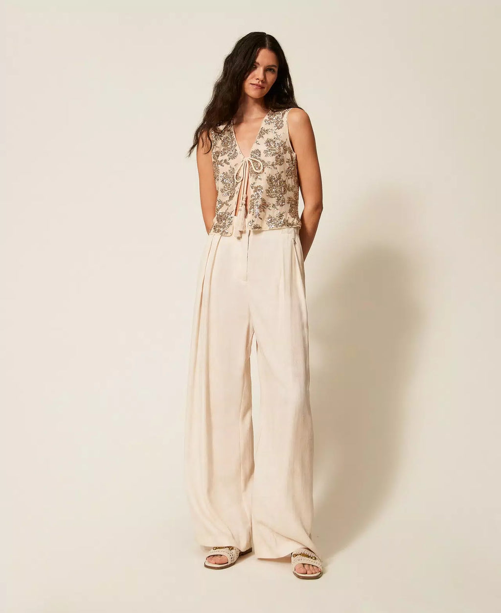Calça palazzo com estampa TWINSET
