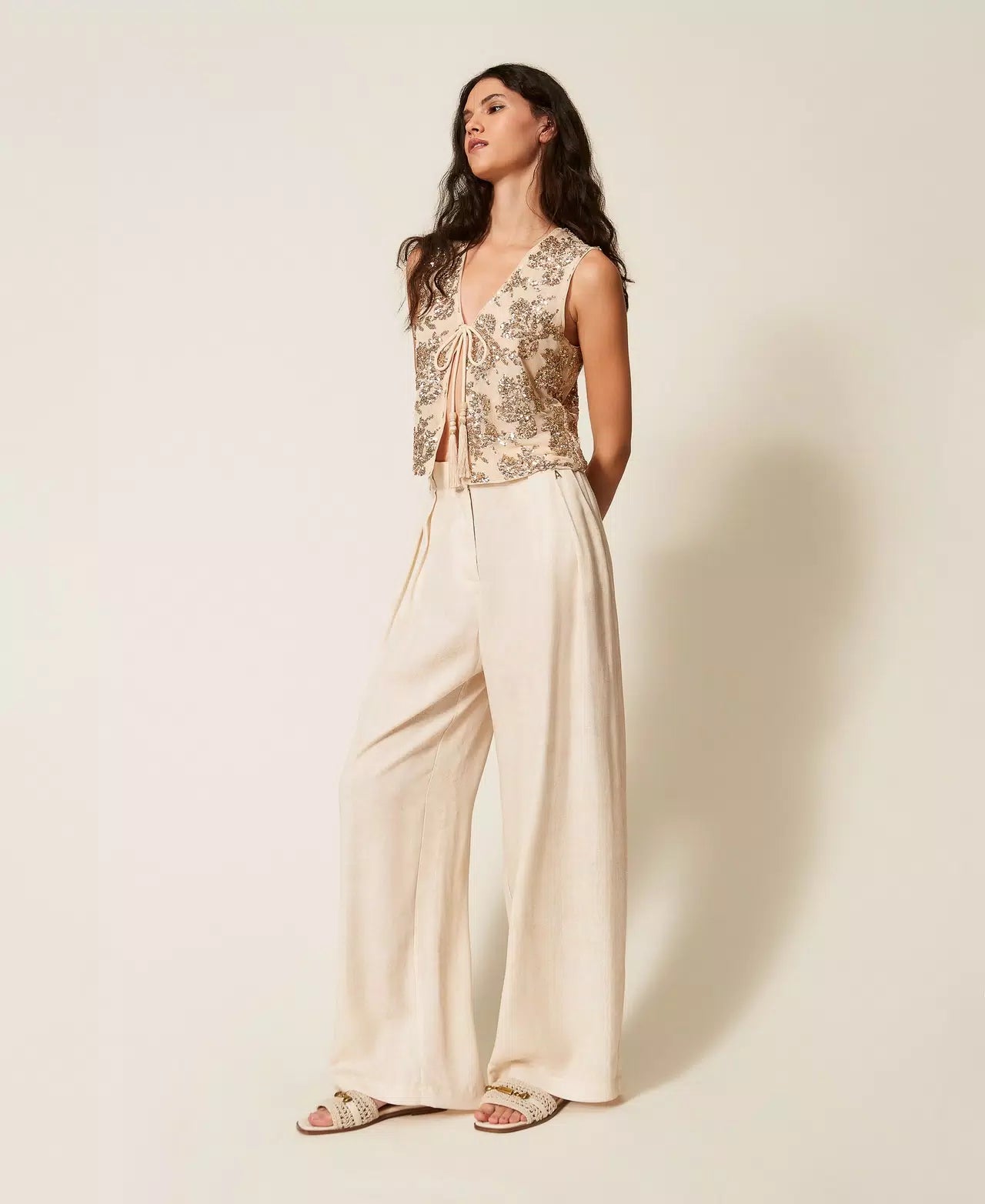 Calça palazzo com estampa TWINSET