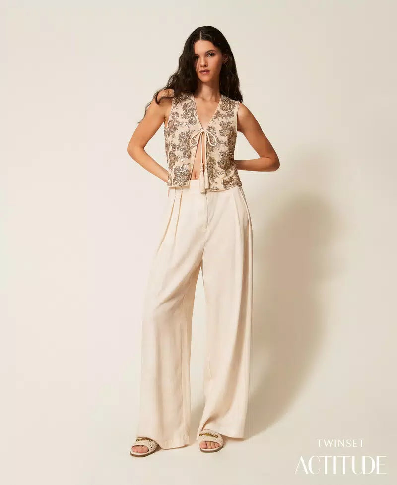 Calça palazzo com estampa TWINSET