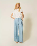 T-shirt com aplicação floral em tule TWINSET