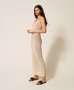 Vestido longo com aplicações florais TWINSET
