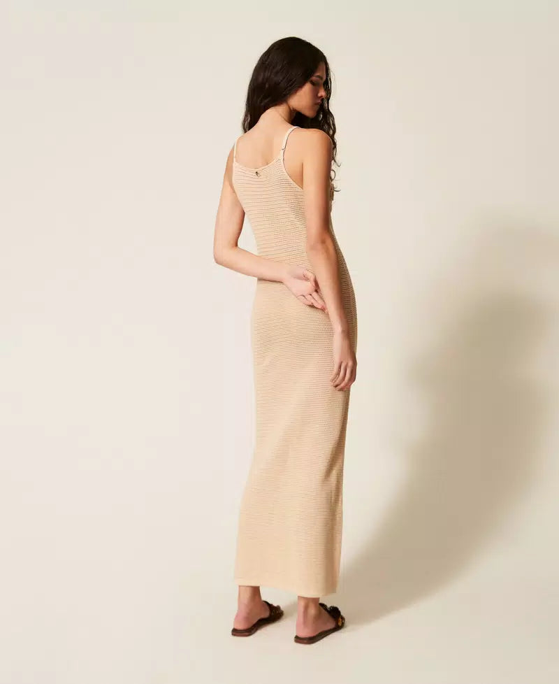 Vestido longo com aplicações florais TWINSET