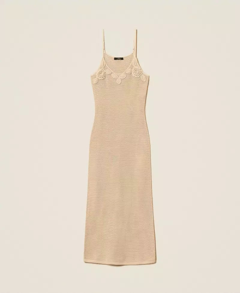 Vestido longo com aplicações florais TWINSET