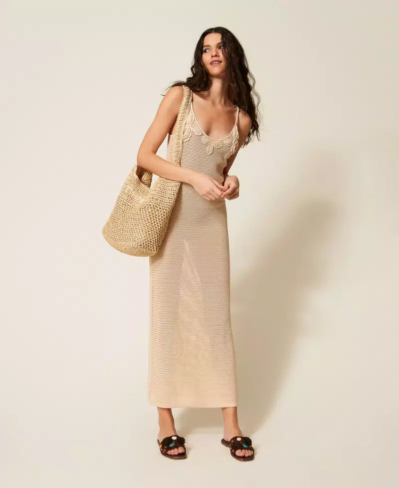 Vestido longo com aplicações florais TWINSET