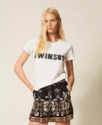 T-shirt com logotipo bordado em patch TWINSET